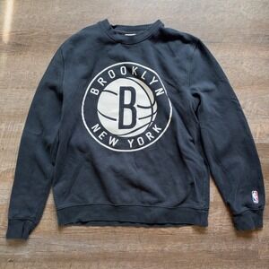Brooklyn Nets Mitchell & Ness Sweatshirt Med Black Logo Pullover NBA Streetwear